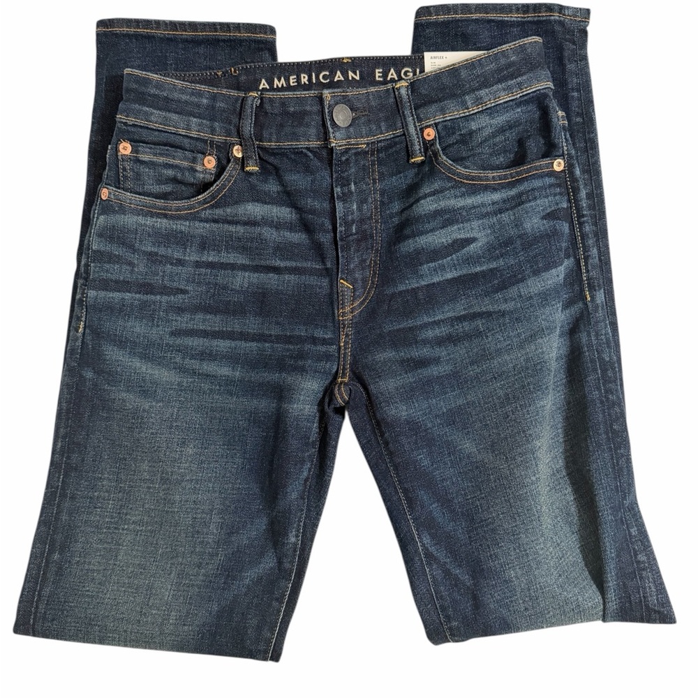 American Eagle Outfitters Airflex + Dark Blue Slim Straight Jeans 29x32 - Picture 3 of 6